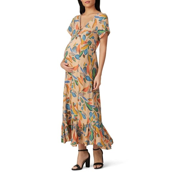 Rachel Pally Crepe Joline Orange floral Maternity Dress Size S - Picture 2 of 13